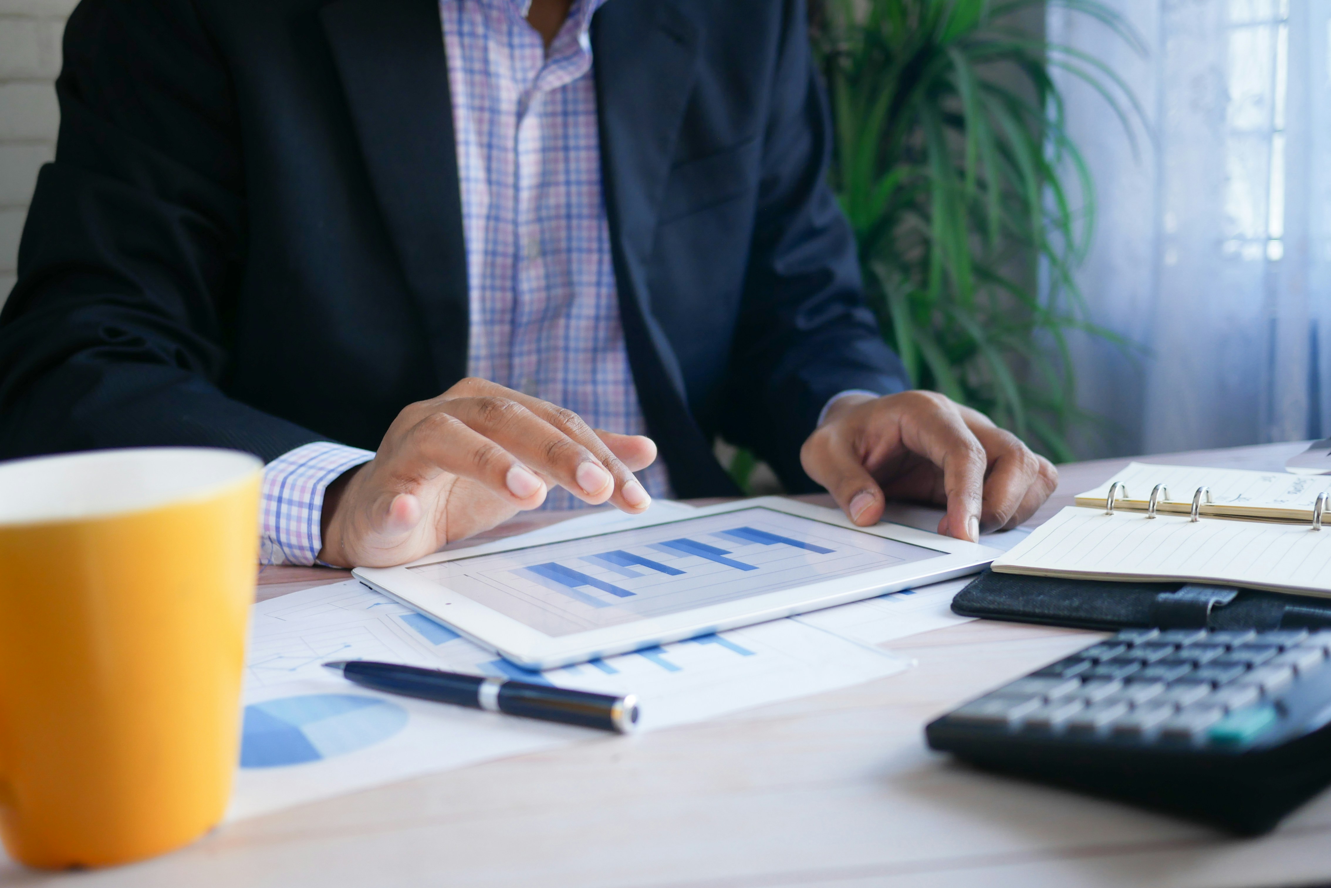 Banker reviewing a small business loan application